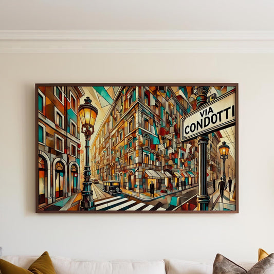 Via Condotti Wall Art Print, Rome Travel Poster, Italy Decor, Roman Souvenir, Housewarming Gift, Italy Travel Art, Rome Cityscape Gift