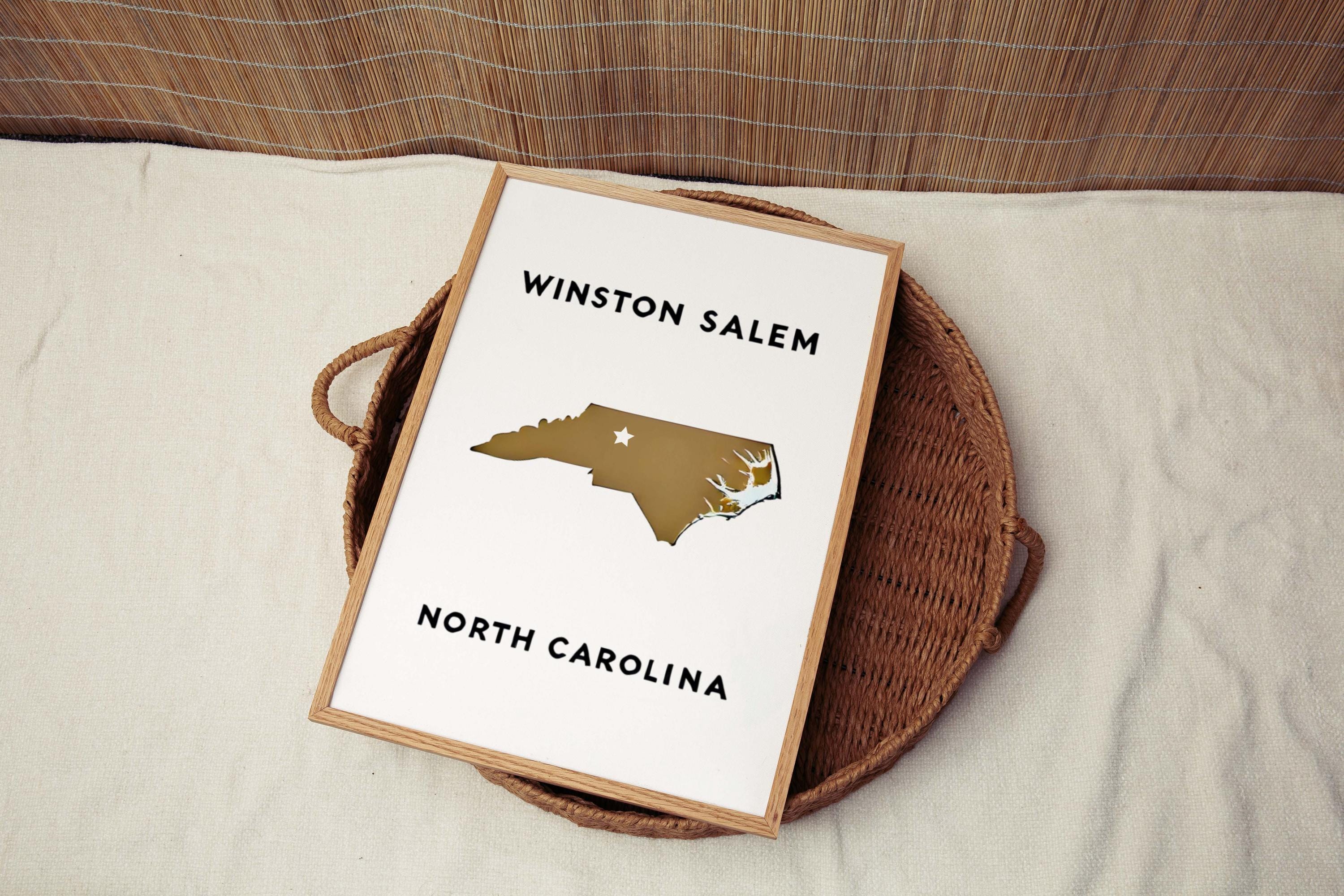 Winston Salem Print Wall Art North Carolina Travel Map NC Gift Home Decor Housewarming College Room Decor