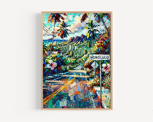 Hawaii Honolulu Wall Art Print - Island Travel Poster, Hawaii Gift & Housewarming Decor, USA Beach Artwork