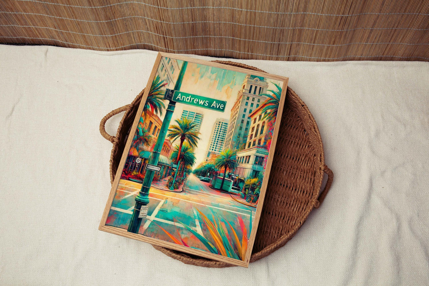 Andrews Ave Print - Fort Lauderdale Wall Art, Florida Travel Poster, Beach House Decor, Housewarming Gift, Coastal City Skyline Artwork