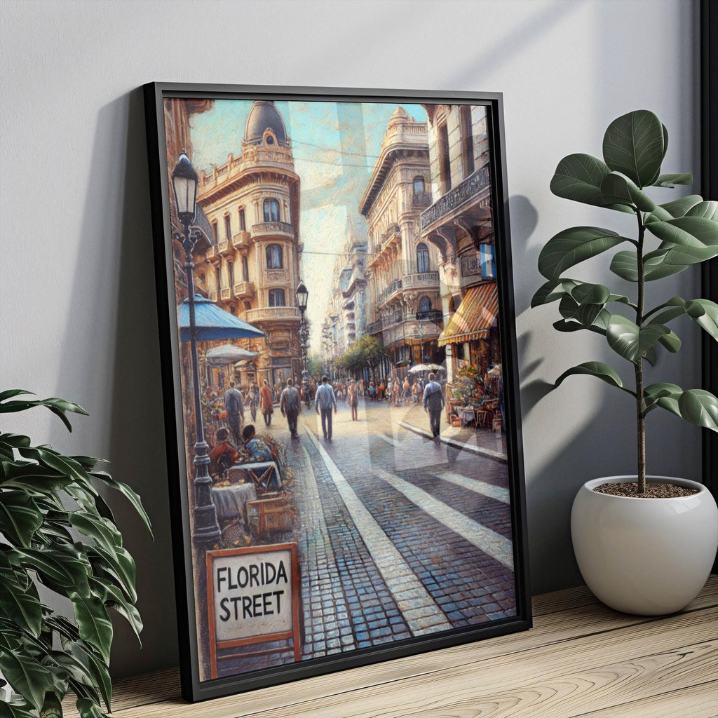 Florida Street Oil Painting Art Print: Buenos Aires Argentina Street Sign Travel Poster