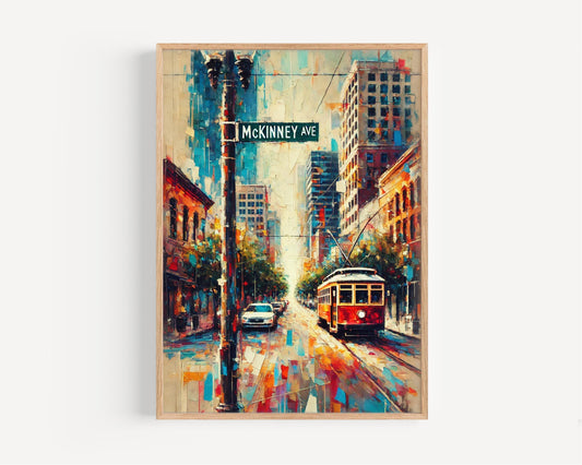 Texas Mckinney Ave Wall Art - Dallas Travel Print, Housewarming Gift & Texas Artwork Poster