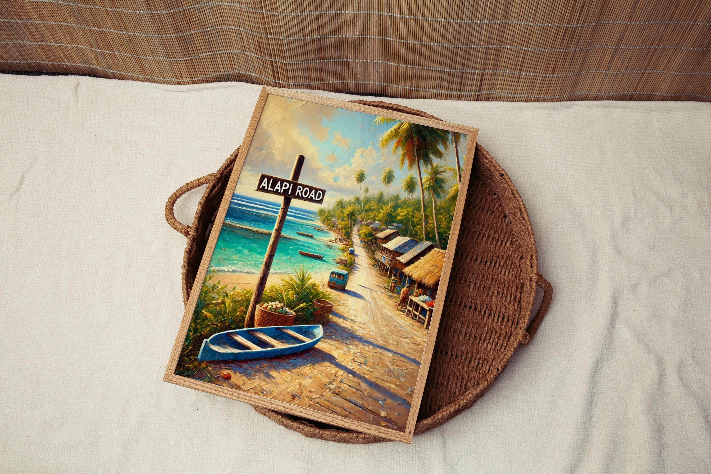 Alapi Road Wall Art | Funafuti Island Print | Tuvalu Travel Poster | Tropical Beach Scene | Island Gift, Travel Souvenir, Personalized Art