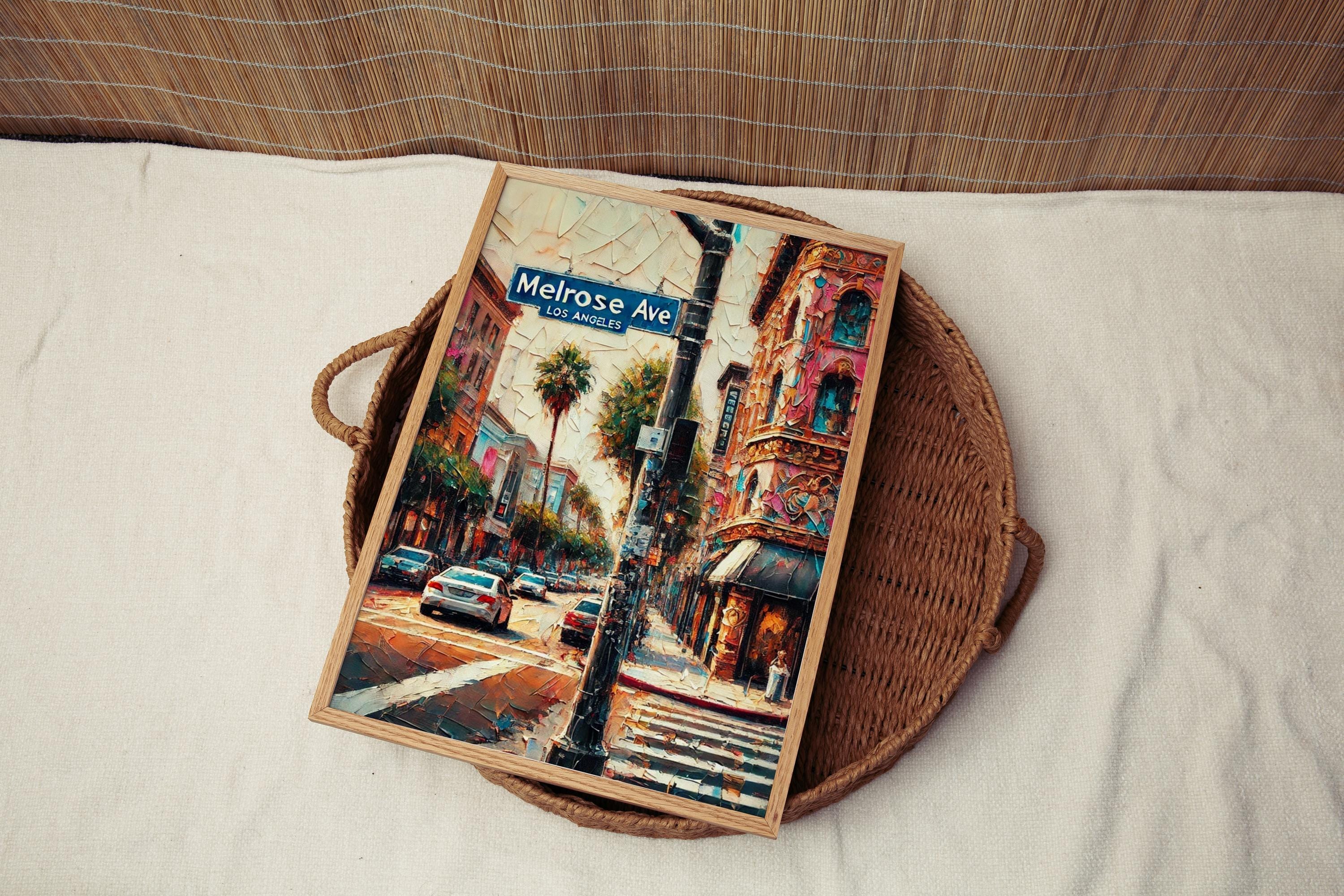 California Melrose Ave Wall Art - Los Angeles Travel Print, Moving & Housewarming Gift, Vintage Style California Poster