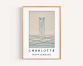 Charlotte Print North Carolina Wall Art, Travel Map Home Decor, Housewarming & College Gift, Modern City Poster, NC Art for Living Room