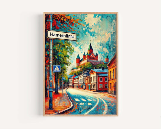 Hameenlinna Art Print - Finland City Wall Art, Travel Poster & Housewarming Gift, Scandinavian Home Decor