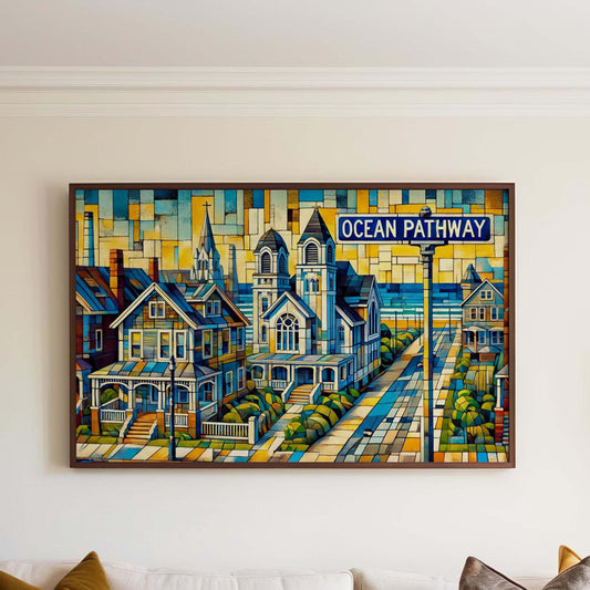 Ocean Pathway Print Coastal Wall Art Ocean Grove Travel Poster Jersey Shore Decor Housewarming Gift