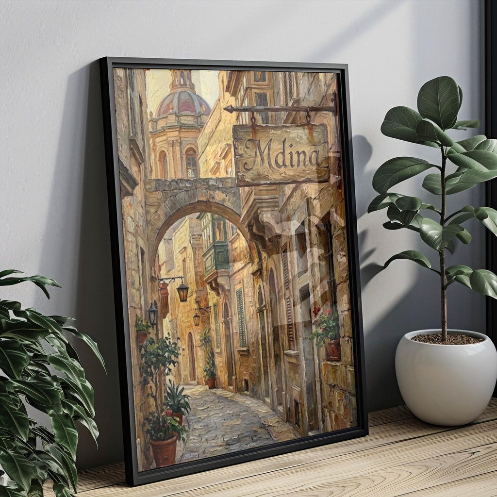 Mdina Street Sign Art Print: Malta Walled City Travel Poster Decor