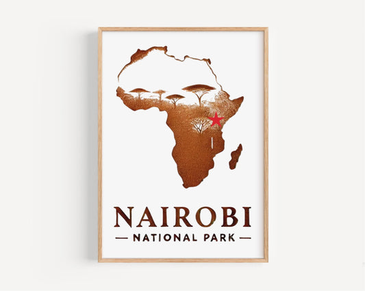 Nairobi National Park Wall Art - Kenya Safari Print, Africa Travel Decor, Housewarming Gift, Wildlife Home Artwork
