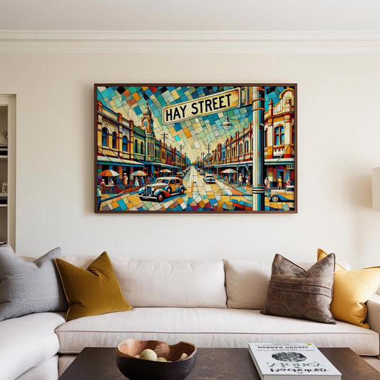 Hay Street Wall Art Print - Perth Travel Poster, Australia Gift, Housewarming Decor, Hay St Australia Art, Modern Urban Landscape