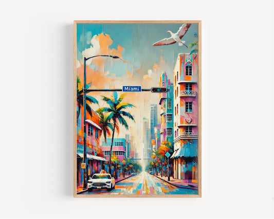 Florida Miami Wall Art Print, Travel Poster & USA Souvenir, Housewarming Gift, Coastal Decor, Florida Travel Artwork