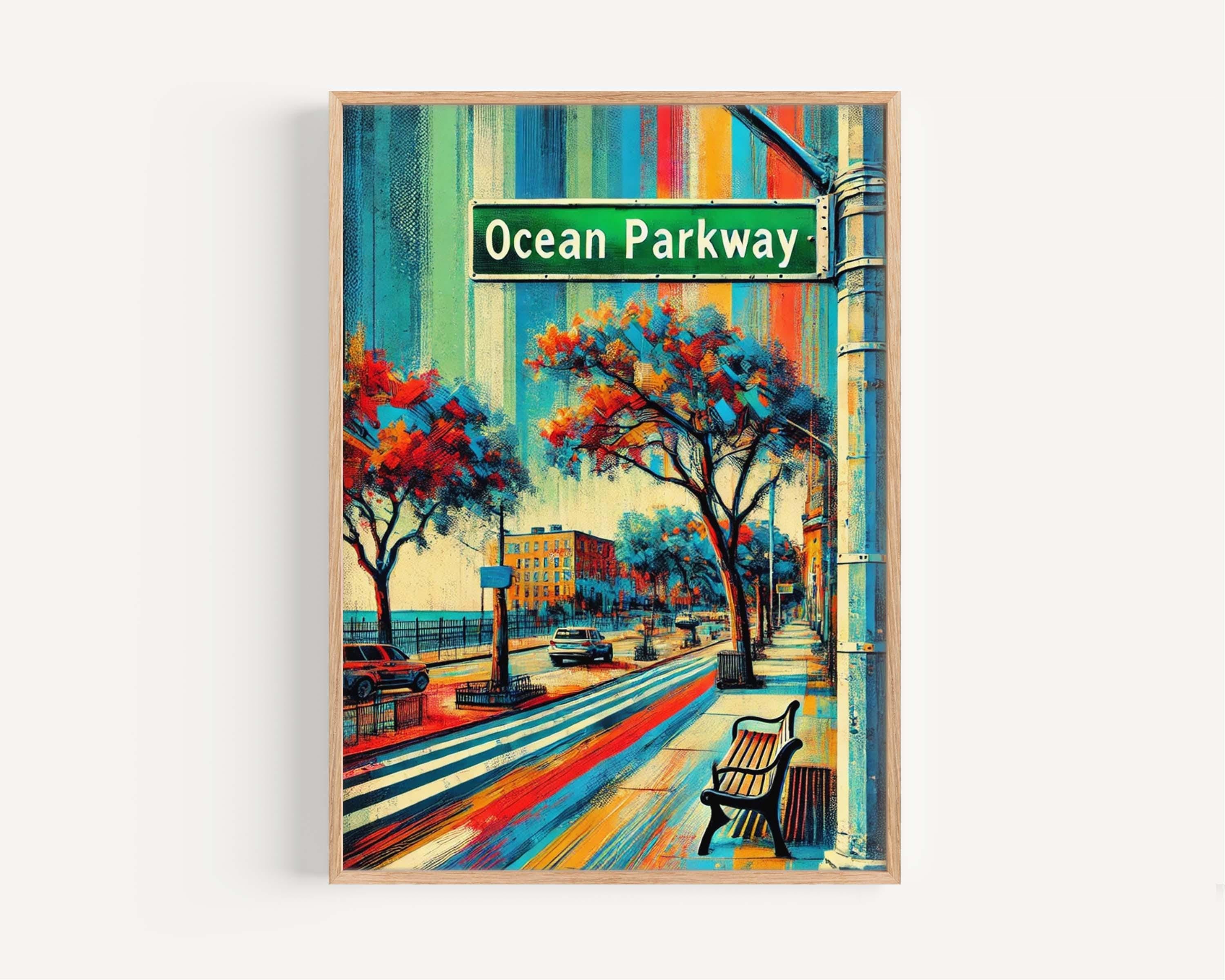 Ocean Parkway Modern Print - Brooklyn, New York, USA