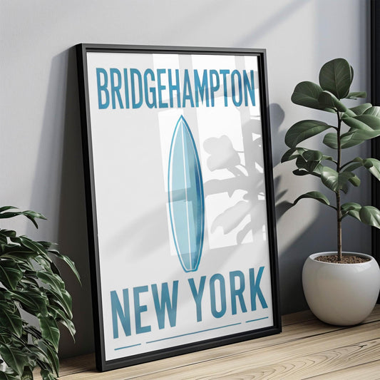 New York Bridgehampton Wall Art Print, Travel Home Decor, NY Gift, Housewarming & College Room Artwork, Coastal Style Poster