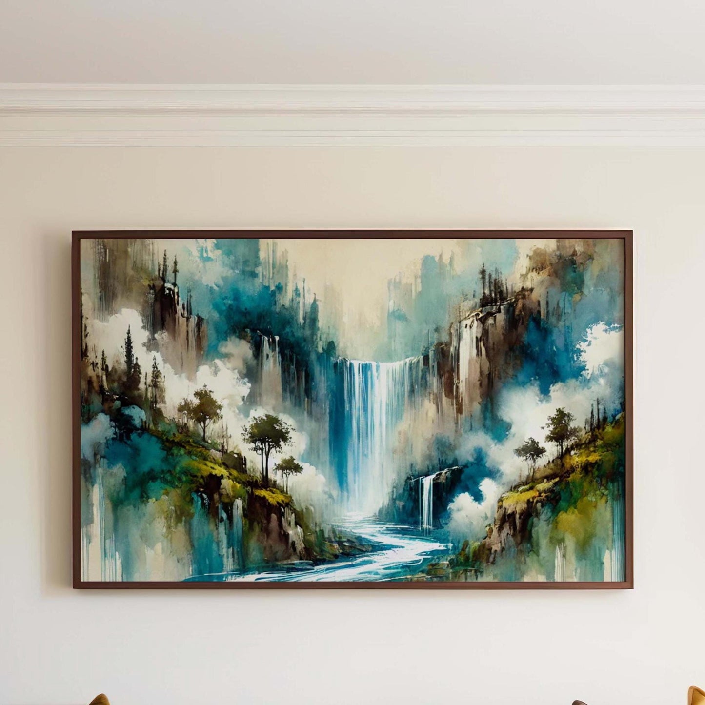 Nature Gift Waterfall Wall Art Print - Tranquil Stream Nature Decor for Home, Housewarming & Family Art, New Home Gift