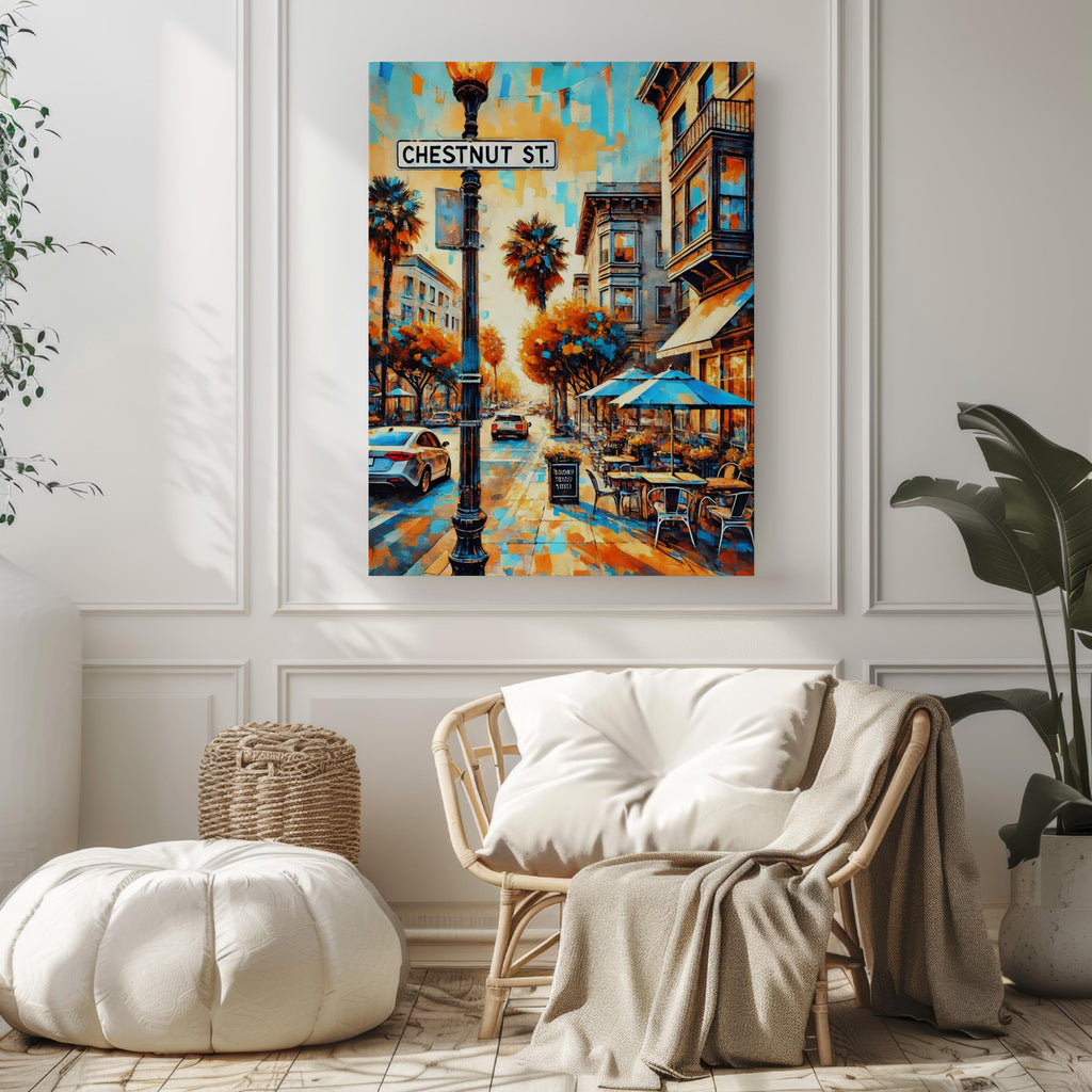 Chestnut St Wall Art, Chestnut Street Print, San Francisco Art, SF Gift, Travel Print, Travel Poster, Housewarming Gift, California Artwork