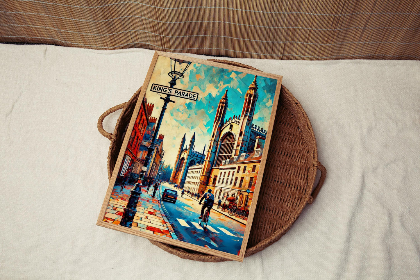 King's Parade Wall Art, King's Parade Print, Cambridge Art, Cambridge Gift, Travel Print, Travel Poster, Housewarming Gift, UK Art