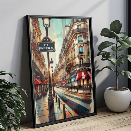 Rue Saint-Honoré Wall Art Print - Paris Travel Poster, France Gift, Housewarming Decor, Elegant France Art for Home or Office