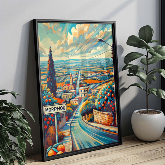 Morphou Art Travel Print - Cyprus City Wall Art, European Travel Poster, Housewarming Gift, Unique Morphou Map Artwork