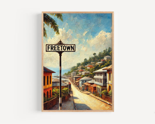 Print Freetown Wall Art - Sierra Leone Travel Poster, African Gift, Housewarming Decor, Unique Printable Map Artwork