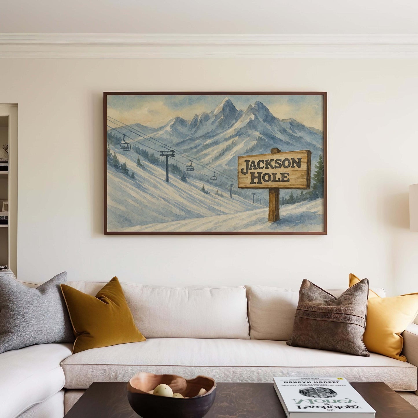 Jackson Hole Ski Mountain Watercolor Art Print