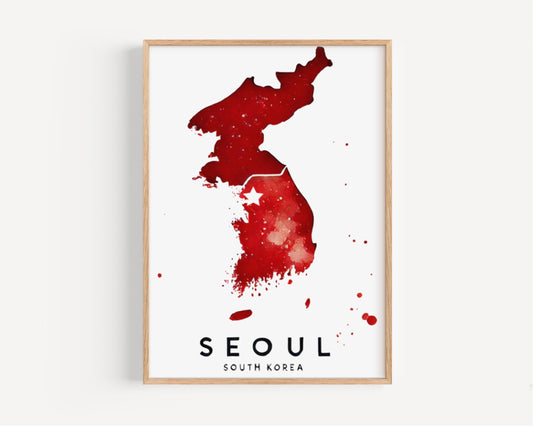 South Korea Seoul Wall Art Print - Travel Home Decor, South Korea Gift, Housewarming Wall Artwork, Minimalist Cityscape Poster