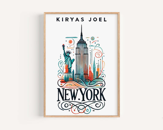Kiryas Joel Print - New York City Wall Art, Travel Decor, Housewarming & College Gift, Unique NY Map Poster for Home or Office