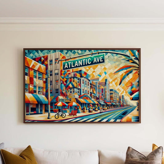 Atlantic Avenue Wall Art Print - Atlantic City Travel Poster, New Jersey Gift, Jersey Shore Home Decor, Housewarming & Travel Wall Art