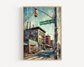 Bushwick Avenue Oil Painting Art Print: Brooklyn NYC Street Sign Travel Poster
