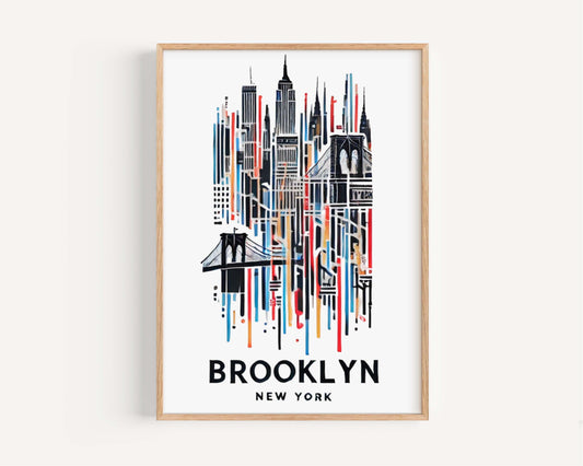Brooklyn Print Wall Art - New York City Travel Decor, NYC Gift, Housewarming & College Room Art, Modern Brooklyn Map Poster