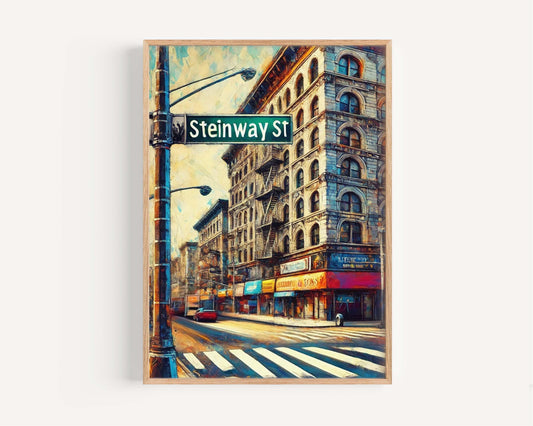 Steinway Street Wall Art Print - Queens NYC Travel Poster, Unique Housewarming Gift, New York City Artwork, Steinway St Home Decor