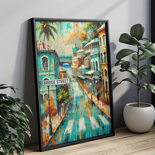 Saint Lucia art, Bridge Street wall decor, Castries print, Caribbean island art, travel souvenir, home decor, vibrant street art, travel art