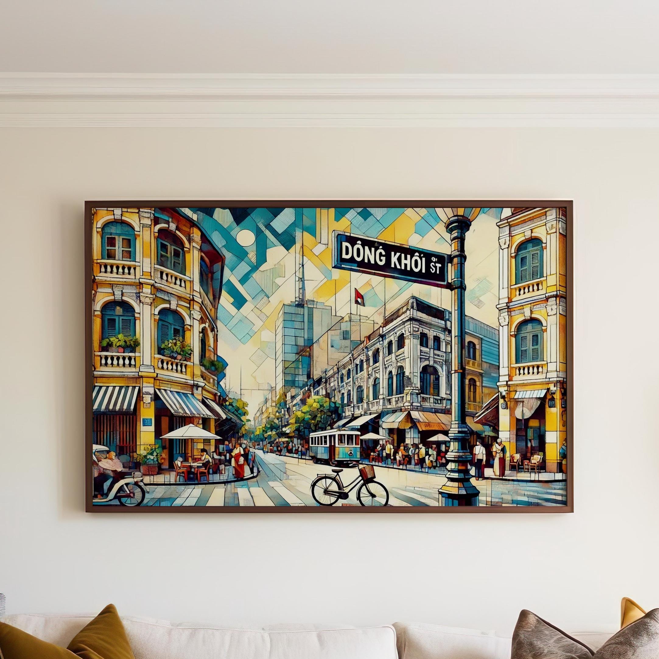 Dong Khoi St Wall Art - Ho Chi Minh City Travel Print, Vietnam Poster, Housewarming Gift, Vintage Style Street Decor