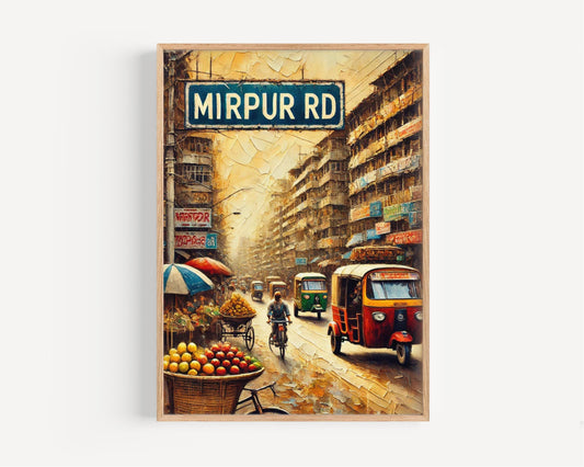 Dhaka Print, Mirpur Road Wall Art, Bangladesh Street Sign Artwork, Travel Souvenir, Cityscape Decor, Fine Art Poster, Personalized Gift