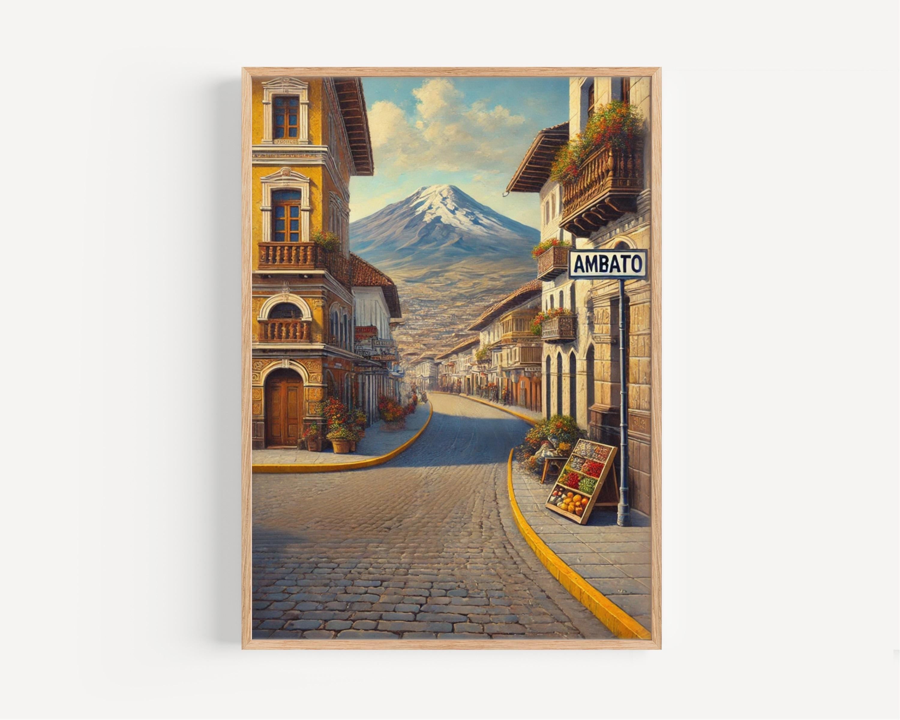 Ecuador Ambato Wall Art Print - Travel Poster South American Decor, Ecuador Gift & Housewarming Artwork