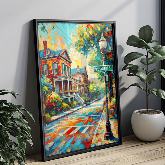 Charleston Wall Art: President St Print, Charleston Gift, South Carolina Travel Poster, Historic Street Map Home Decor