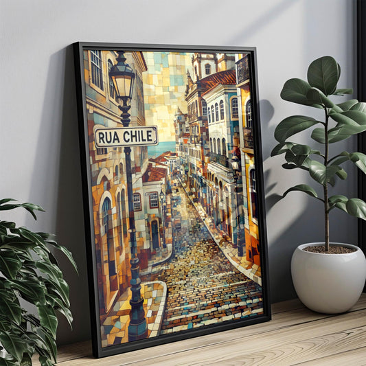 Rua Chile Art Print: Salvador Brazil Travel Poster, Coastal Home Decor