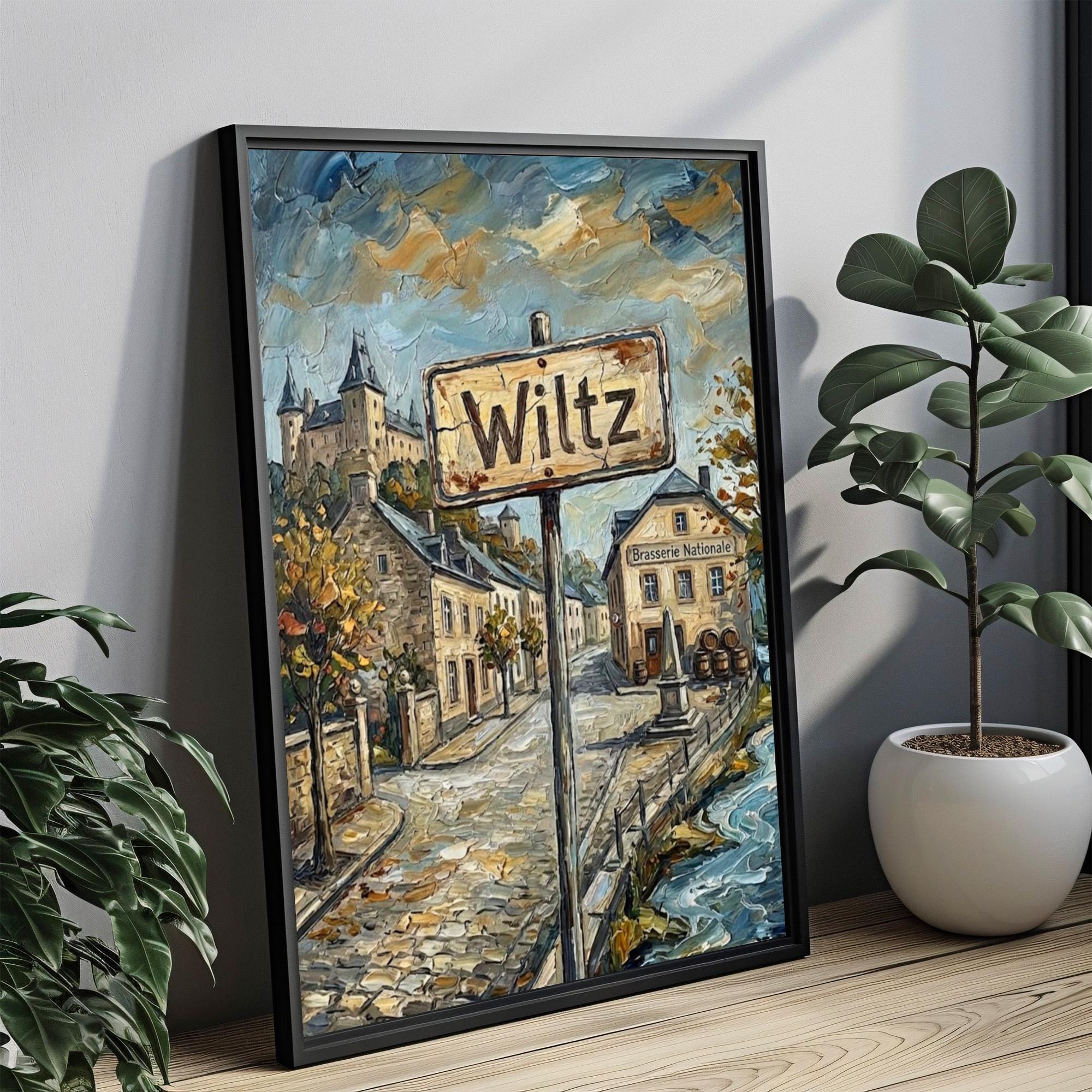 Wiltz Street Oil Painting Art Print: Wiltz Luxembourg Travel Poster