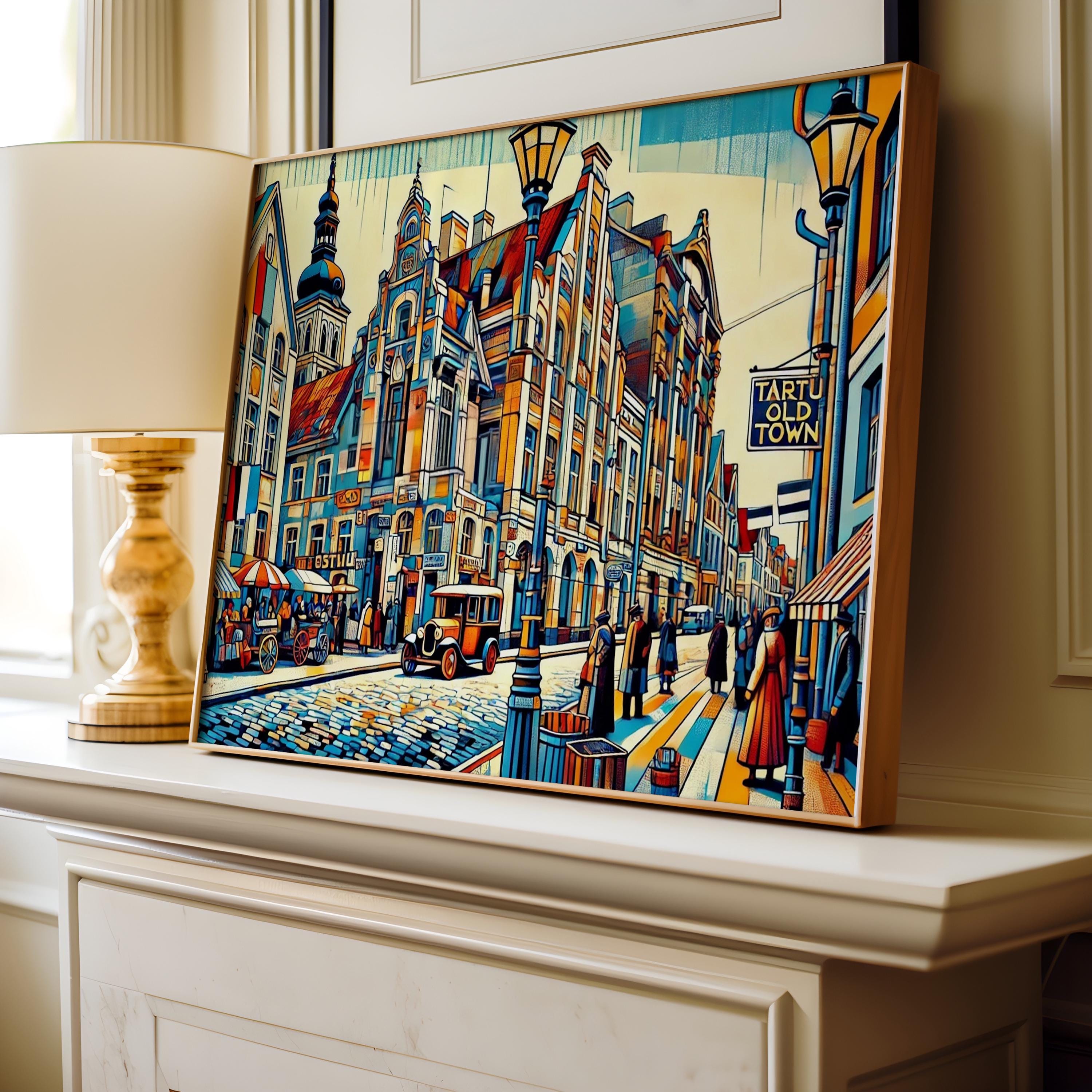 Tartu Old Town Vintage Print - Tartu, Estonia