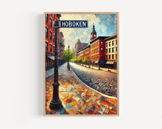 New Jersey Hoboken Wall Art Print - Travel Poster, USA and American Gift, New Jersey Home Decor, Housewarming & Travel Lover Present