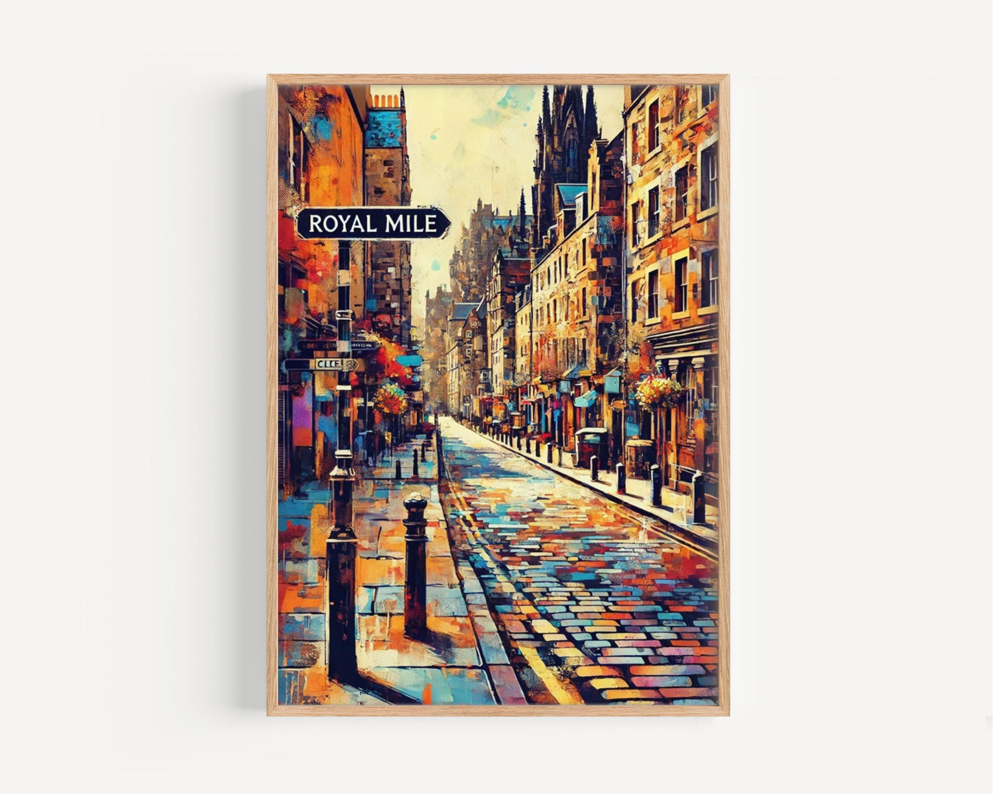 UK Royal Mile Wall Art Print - Edinburgh Travel Poster & UK Gift, Housewarming Decor, Scotland Map Artwork