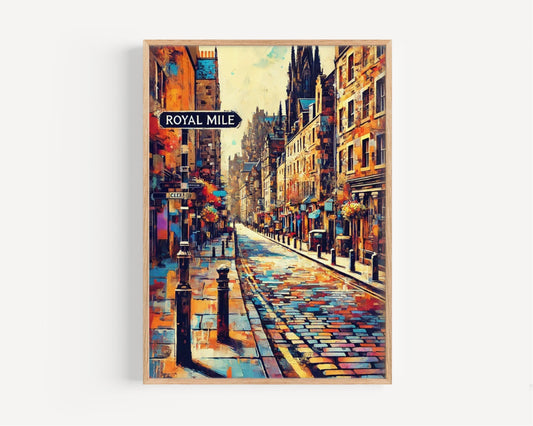 UK Royal Mile Wall Art Print - Edinburgh Travel Poster & UK Gift, Housewarming Decor, Scotland Map Artwork