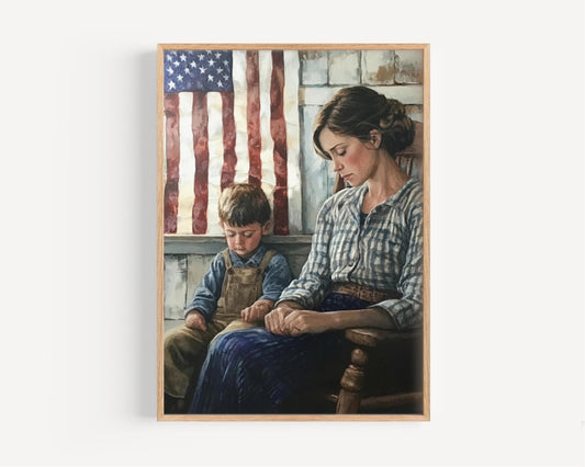 American Family Art | Abstract USA Wall Art, Patriotic United States Poster for Home Decor & Independence Day Decoration