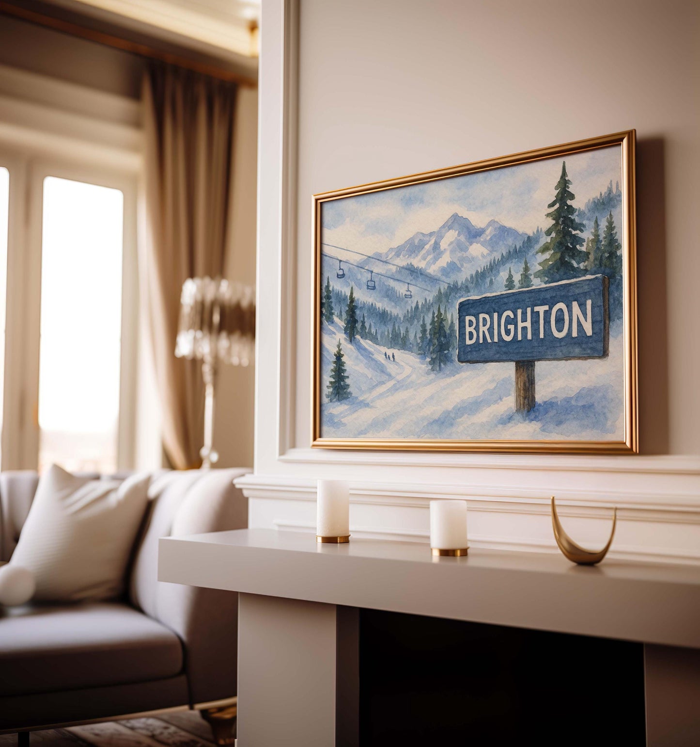 Brighton Utah Ski Resort Map Wall Art, Mountain Decor, Winter Poster, Utah Travel Gift, Wasatch Range, Alpine Print, Skiing Wall Decor