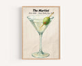 Martini Cocktail Vintage Print