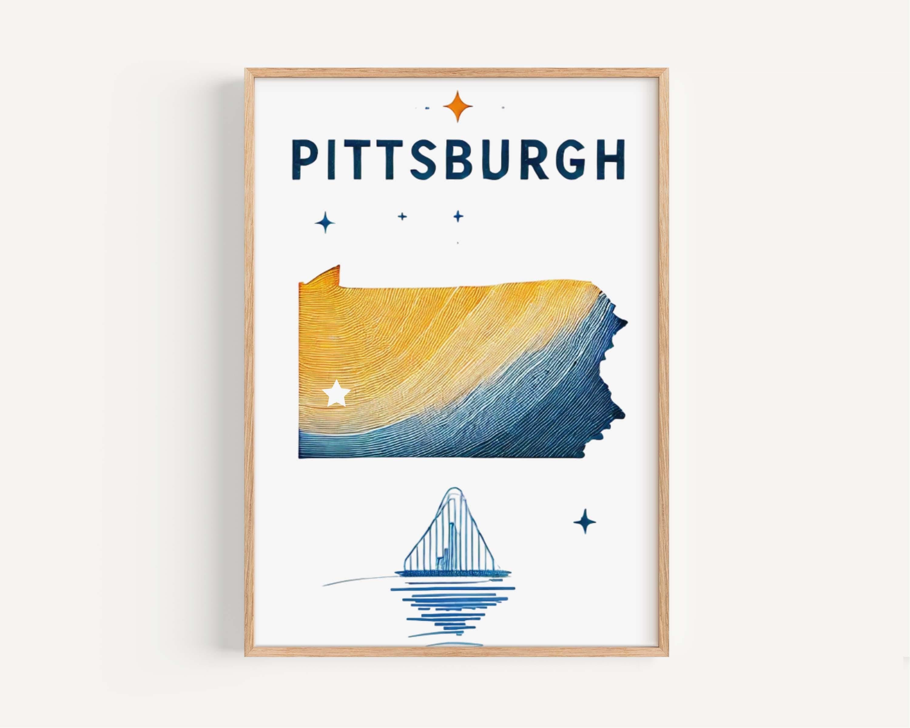 Pittsburgh Skyline Print - Pittsburgh, Pennsylvania, USA