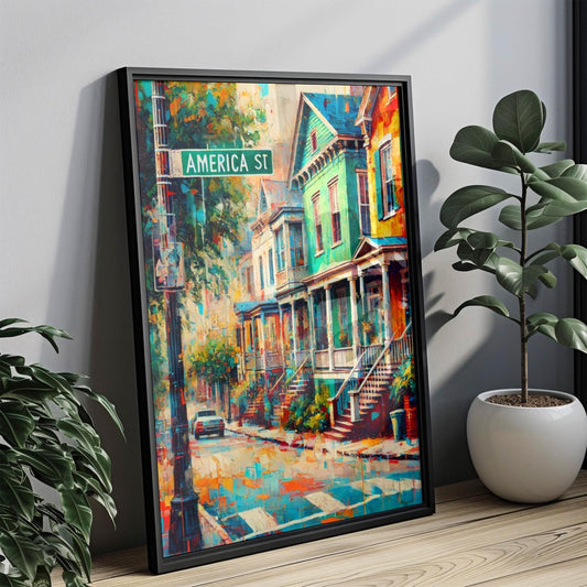 Charleston America St Wall Art Print, Travel Poster & Gift, South Carolina Home Decor, Charleston Street Map, Housewarming Artwork