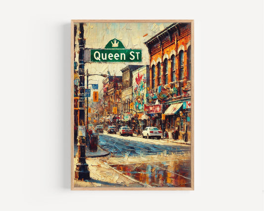 Canada Queen St Wall Art Print, Toronto Travel Poster, Housewarming Gift, Canada Art, Canadian Cityscape, Modern Travel Wall Decor