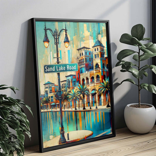 Sand Lake Road Print - Orlando Florida Art, Travel Poster Wall Art, Florida Gift & Housewarming Decor