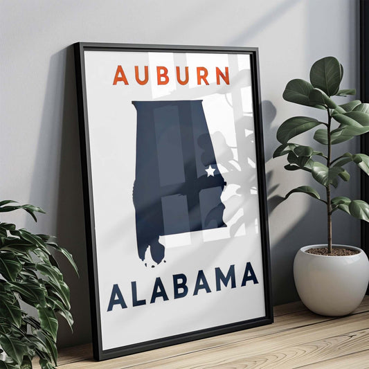 Auburn Print Wall Art - Auburn Alabama Decor, College Poster, Travel Gift, Housewarming & Alabama Home Decoration