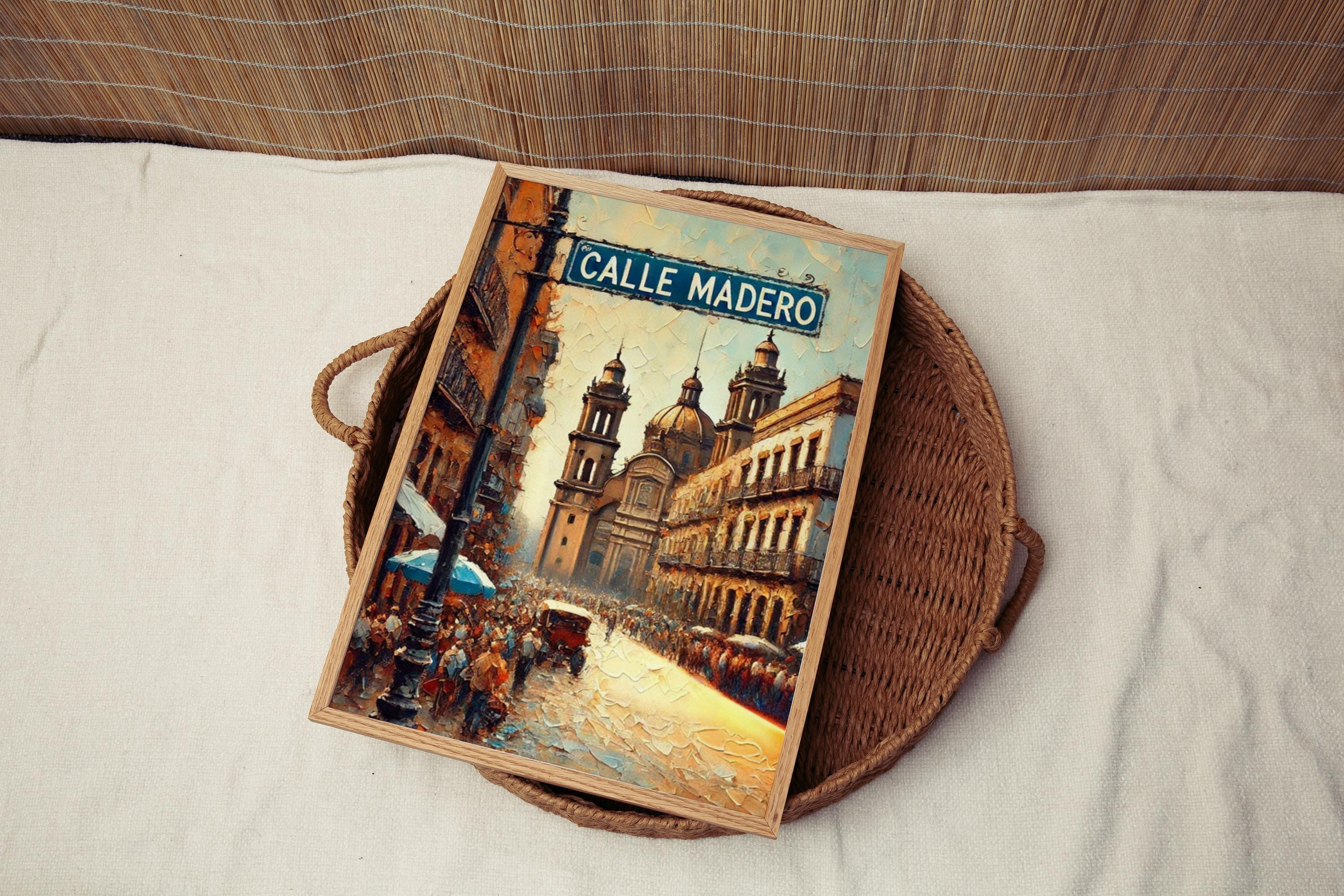 Mexico Calle Madero Wall Art Print - Mexico City Travel Poster & Gift, Housewarming Decor, Vibrant Mexico Street Scene Artwork